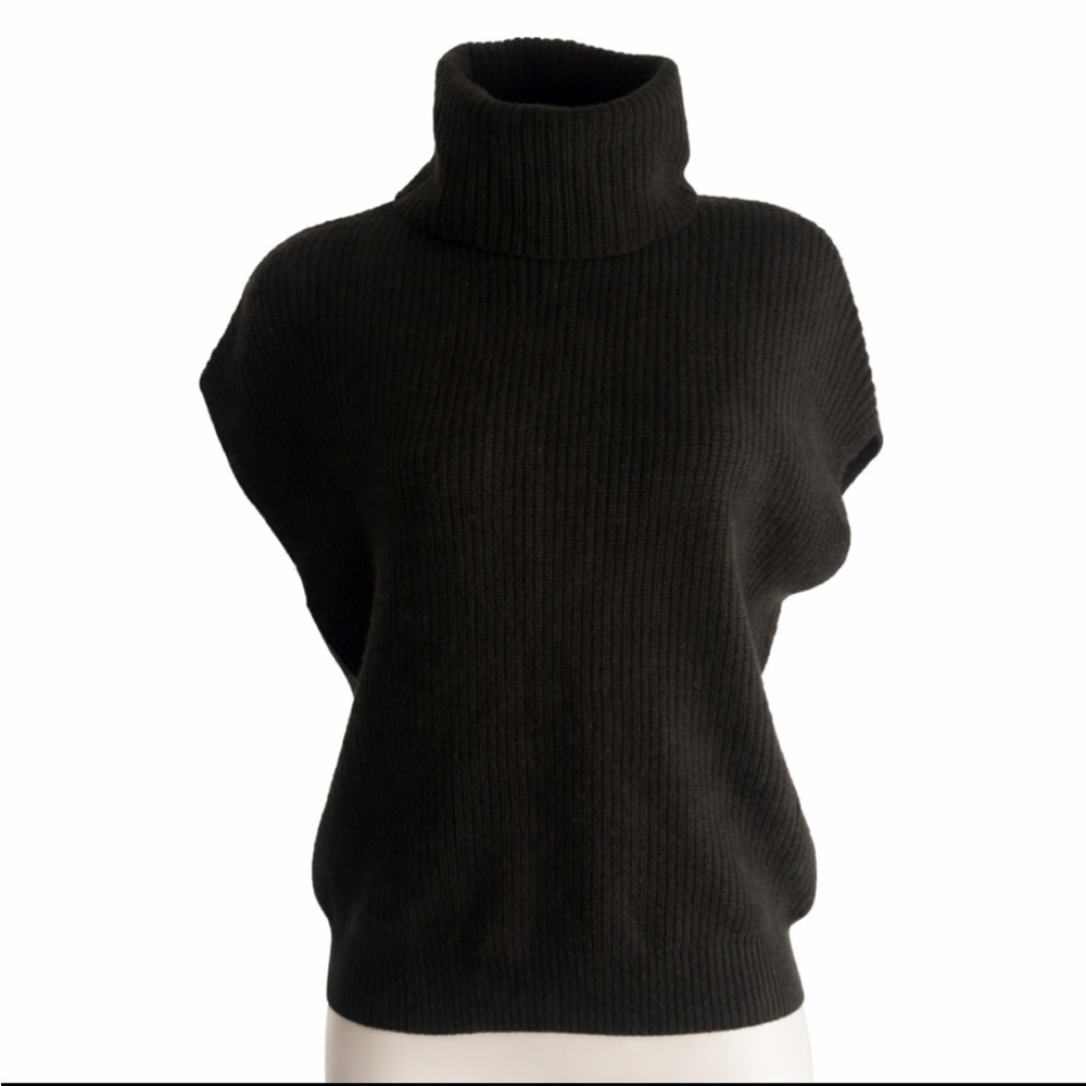 NWT Lilla P Cashmere Merino Oversized Turtleneck Sleeveless dark olive XS